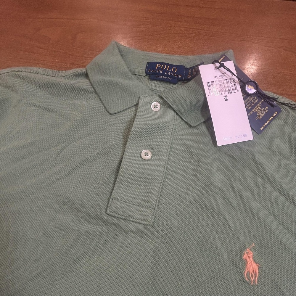 Polo Ralph Lauren Polo Shirt Mens S Green Classic Fit Knit Cotton Pony NWT